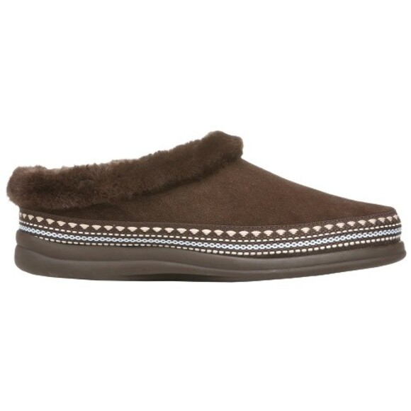 Zodiac Palermo Slippers Shoes Womens 6 M Brown Suede Faux Fur Trim Slip On NWB - Picture 3 of 14